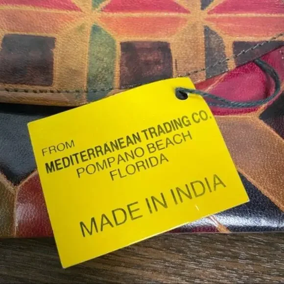 Mediterranean trading co geometric leather wallet and coin pouch two piece set - Picture 5 of 11